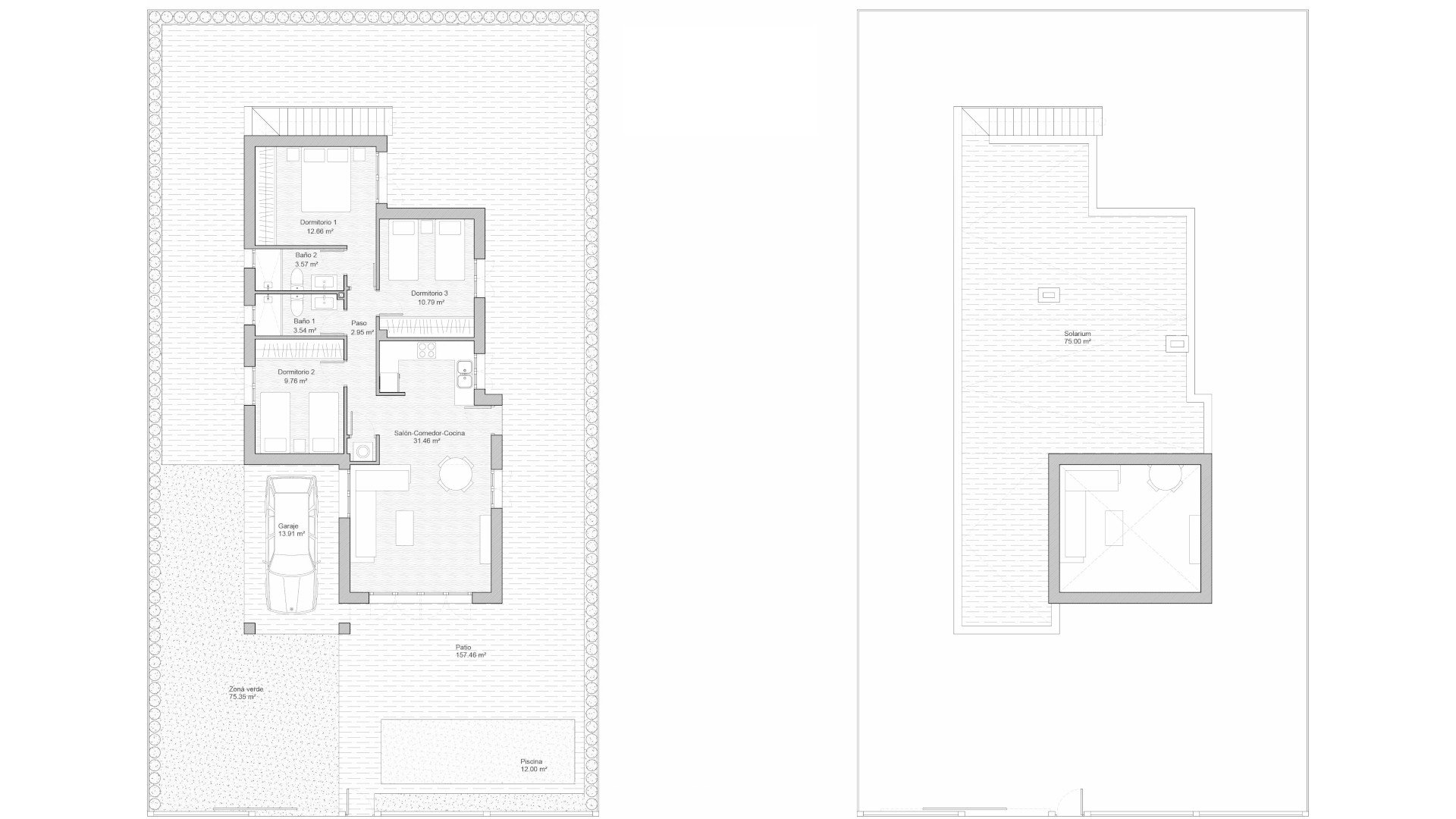 Villa floor plan, 3 bedrooms in SERENA GARDEN VILLAS No. 3