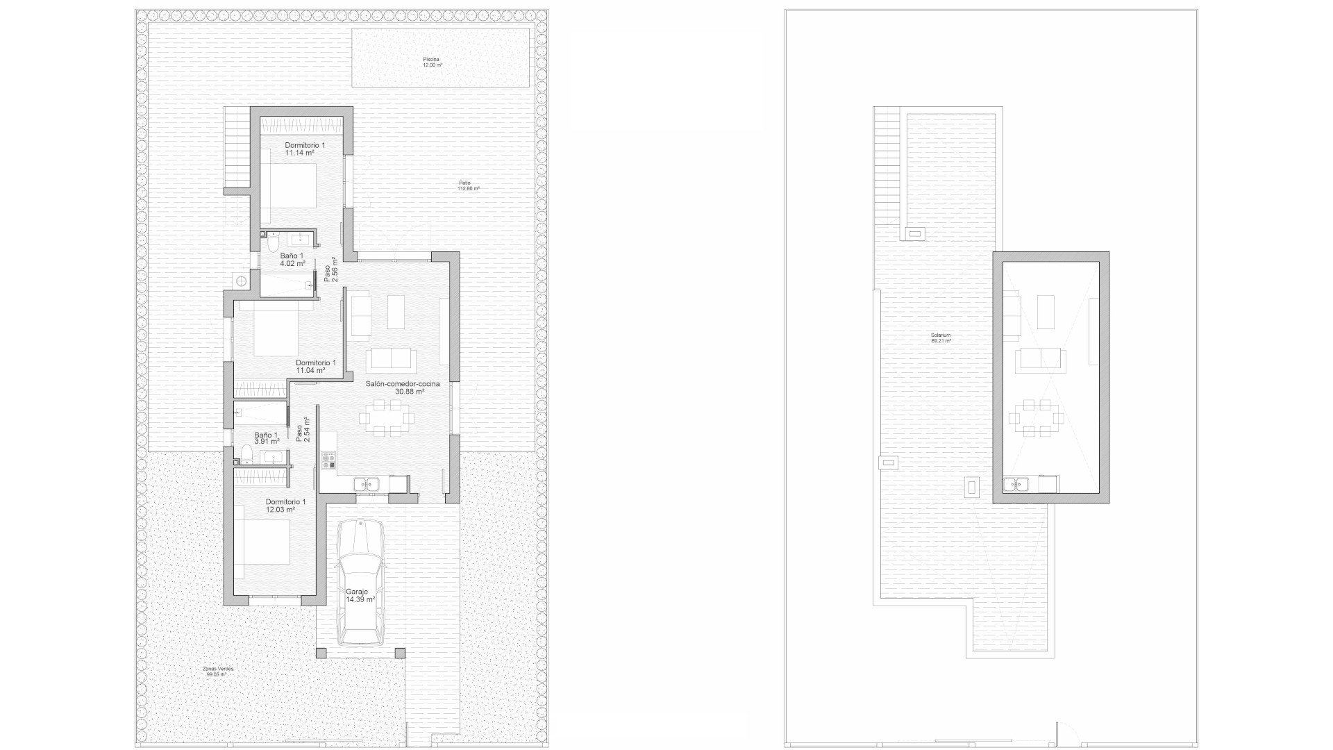 Villa floor plan, 3 bedrooms in SERENA GARDEN VILLAS No. 4